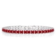 thumbnail image 1 of JeenMata Enorme Julio de Corte Princesa de 11 Quilates - Rubí - Pulsera de Tenis con Piedra Natal para Mujer Diseño de Eternidad - Chapado en Oro Blanco, 1 of 6