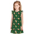 thumbnail image 1 of Fotbe green Christmas Element Vestido de Dormir para Niñas de 3 a 10 Años, Mangas Cortas, Estilo Princesa, Pijama Camisón con Mangas Voladas-X-Large, 1 of 6