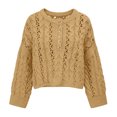 thumbnail image 5 of CAIXIA Fall Sweaters For Women Solid Button Detail Short Long Sleeve Pullover Tops Basic Clothes Loose Shirts Daily Work Outfits Fall Winter Clothes,Khaki, 5 of 5