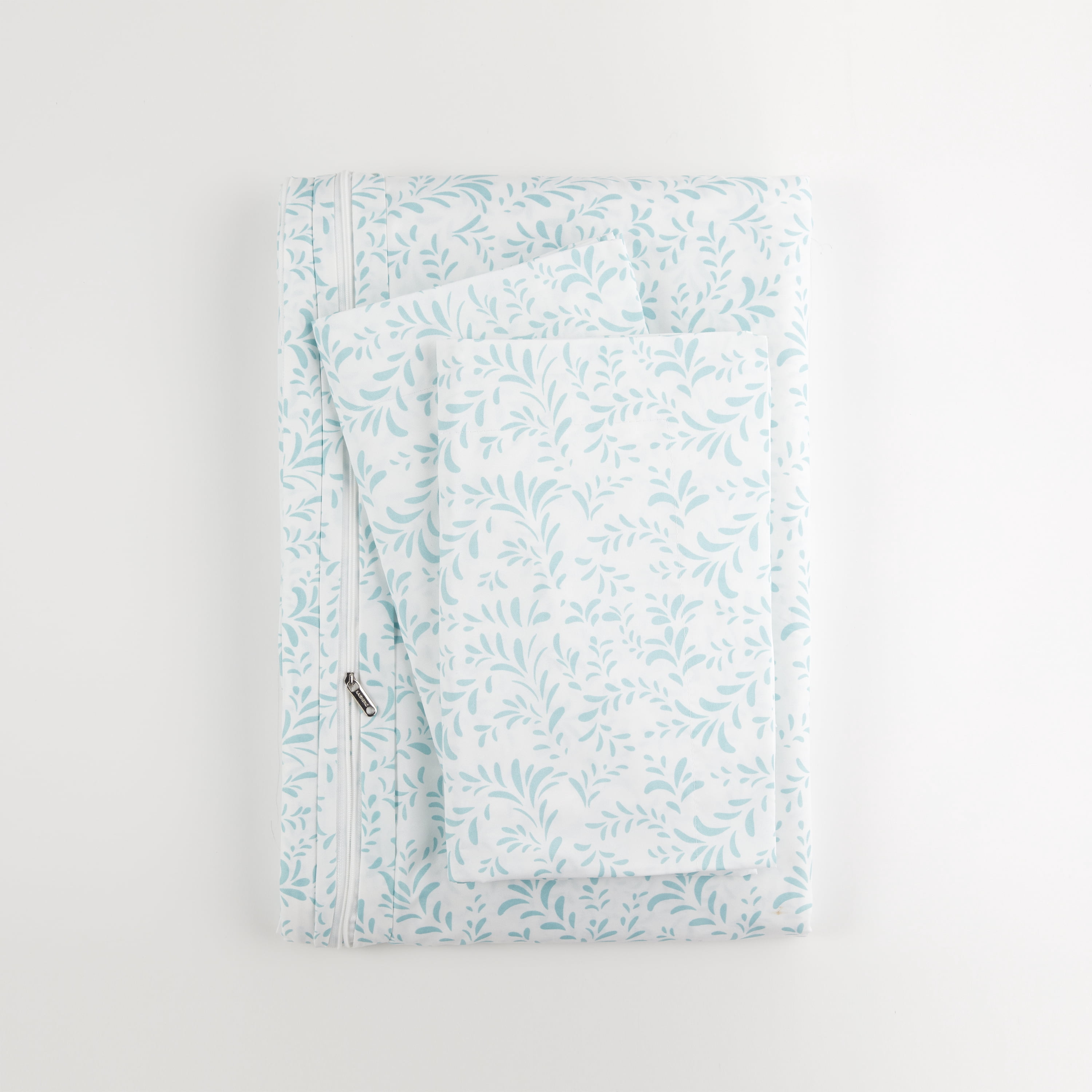 Noble Linens Light Blue Burst of Vines Print 3-Piece Duvet Cover Set, King/Calking