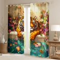 thumbnail image 3 of Feelyou Kawaii Cartoon Tiger Black Out Curtains, Vintage Garden Spring Flower Curtains Pack of 2 (42x63 Each), Teens Kids Boys Girls Bedroom Curtains, Living Room Curtains Decor, 3 of 7