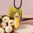 thumbnail image 5 of Natural Stone Quartz Lapis Opal Amethyst Pink Crystal Stone Hexagonal Column Pendant Necklaces Leather Chain Bullet Necklace, 5 of 5