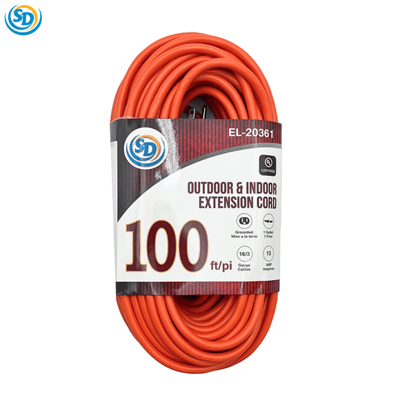 SD Indoor Outdoor Extension Cord 100 Ft