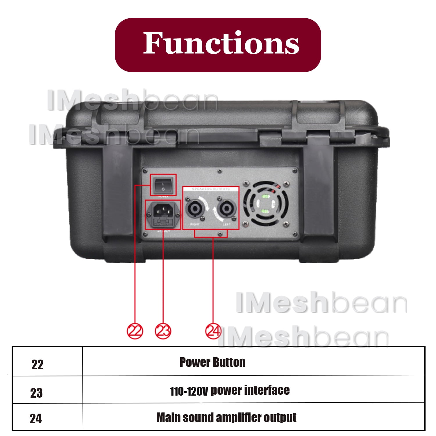 iMeshbean Professional 8 Channel Mixer With Power Amplifier with USB Drive for PC Recording 48V Phantom Power Stereo DJ Studio Streaming 110-220V