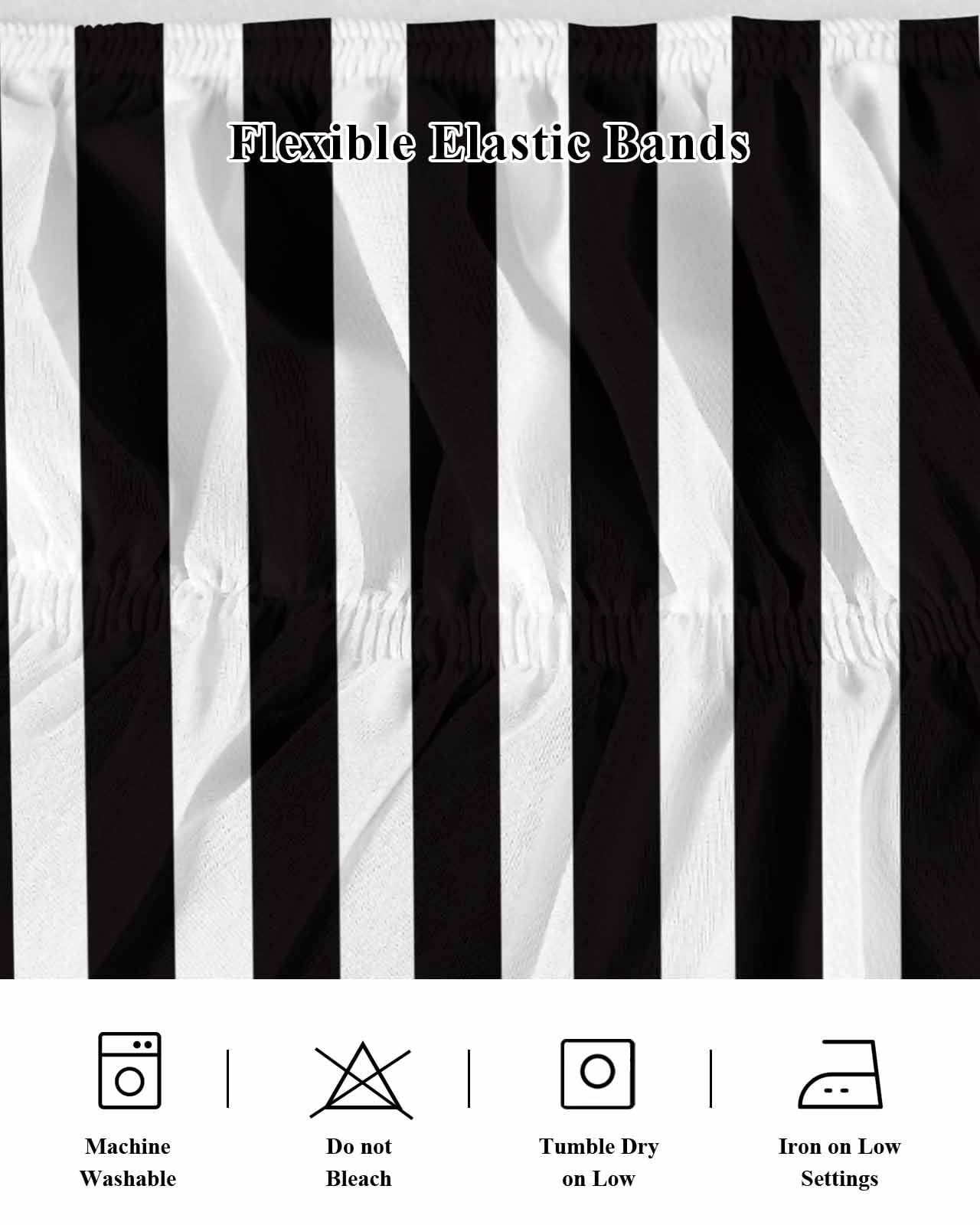 Black and Bed Skirt King Size 16" Drop White Stripe Ruffled Wrap Around Bed Skirts Adjustable Elastic Bedskirt Dust Ruffle for King Size Bed