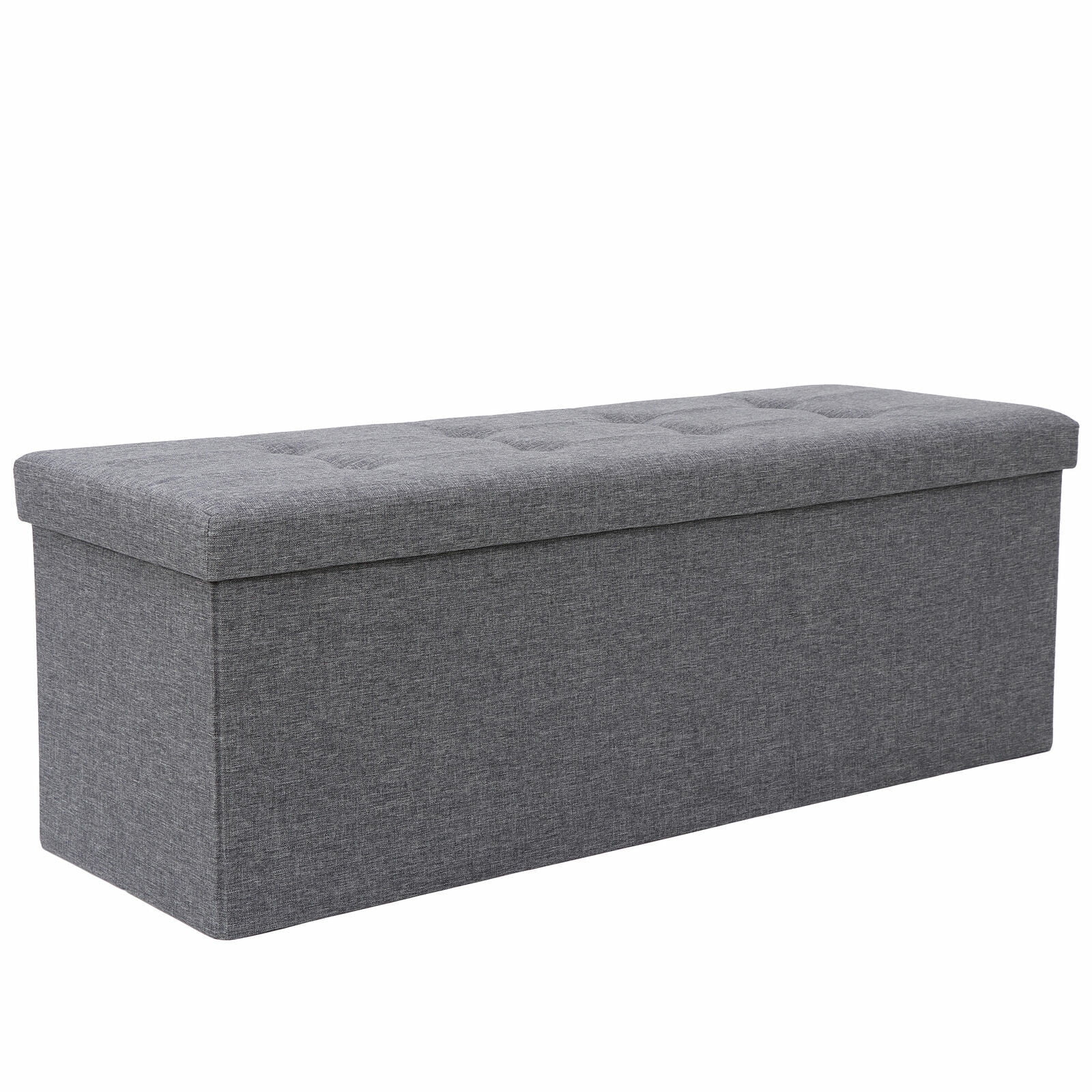 43" Folding Fabric Ottoman Storage Bench Toy Chest Box Footrest Stools