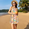 thumbnail image 3 of Lsque Colorful Chicken Pattern Summer Dresses for Women – Sleeveless T-Shirt Swing Sundress, Perfect for the Beach and Casual Days, 3 of 7