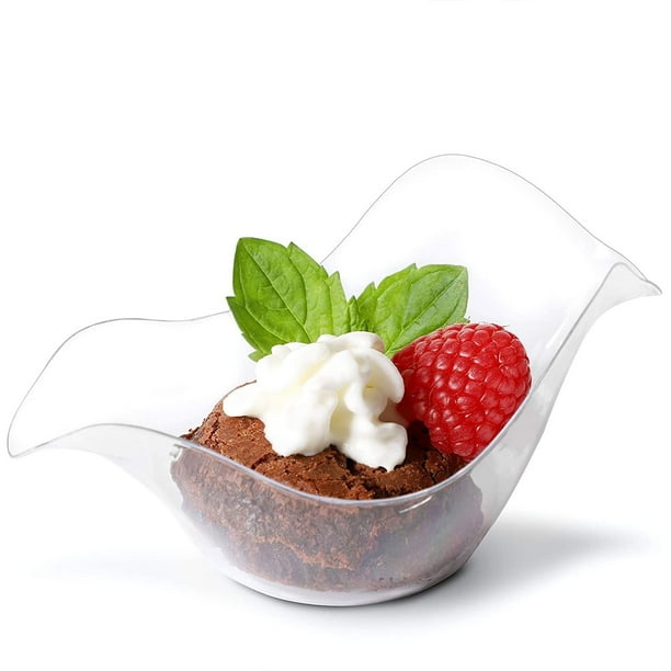 Mini Dessert Bowls 100Pack Clear Plastic 1.75Ounce Appetizer, Salad, Fruits, Nuts Bowl