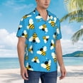 thumbnail image 6 of Uemuo Flying Bees Printed Regular Fit Short Sleeve Casual Hawaiian Shirt for Men,Aloha shirt,Tropical shirt,Floral print shirt,Vacation Beach shirt-Large, 6 of 9