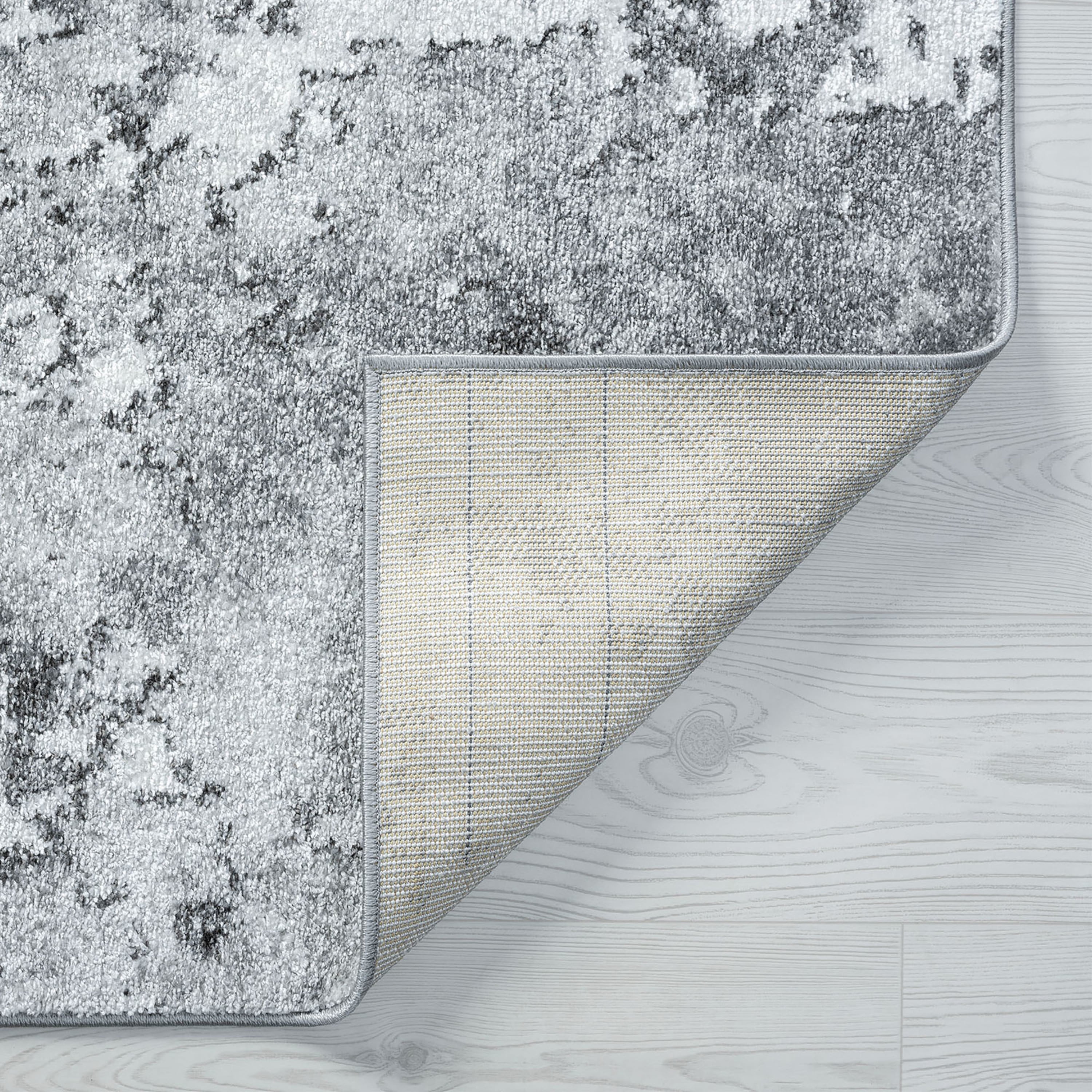 Contemporary 5x8 Area Rug (5'3'' x 7'3'') Abstract Gray, Gray Living Room Easy to Clean