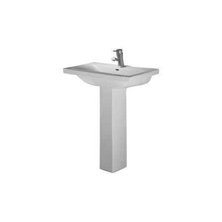 Pedestal Lavatory - Modern Bathroom Sink, 20" Wide, Vitreous China, Sleek Design, Overflow Included
