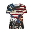 thumbnail image 5 of Uaswgudfs ​Women's Patriotic American Eagle & Horse Graphic T-Shirt with US Flag & USA Lettering - 4th of July Independence Day Casual Shirts Multicolor L, 5 of 5