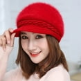 thumbnail image 3 of Happy Date Womens Winter Beanie Hat Warm Knitted Faux Rabbit Furry Warm Beret Slouchy Wool Hats Cap with Visor, 3 of 4