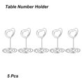 thumbnail image 3 of Unique Bargains 2 Inch Table Number Holder, 5 Pack Wire Photo Picture Place Card Seating Labels Heart Shape Clips, Silver Tone, 3 of 5