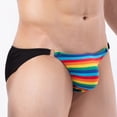 thumbnail image 4 of Naughtyhood Mens Cheeky Underwear Men's Color Stripe Briefs Fashion Underwear Personalized Low-waistline Hoop Panties Buttock Covering Briefs the Perfect Gift for Men Pretty Panties for Men, 4 of 4