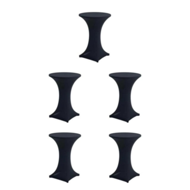 kurtrusly Polyester Hotel Wedding Party Table Cover Stretch Round Tablecloth For Easy Care Versatile Easy Wash black 5Set