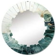 thumbnail image 2 of Designart "Teal Gold Minimalism Serenity In Flow" Minimalism Round Wall Mirror - Modern Oval Printed Decorative Oversized Mirror - Multiple Color Options, 2 of 4