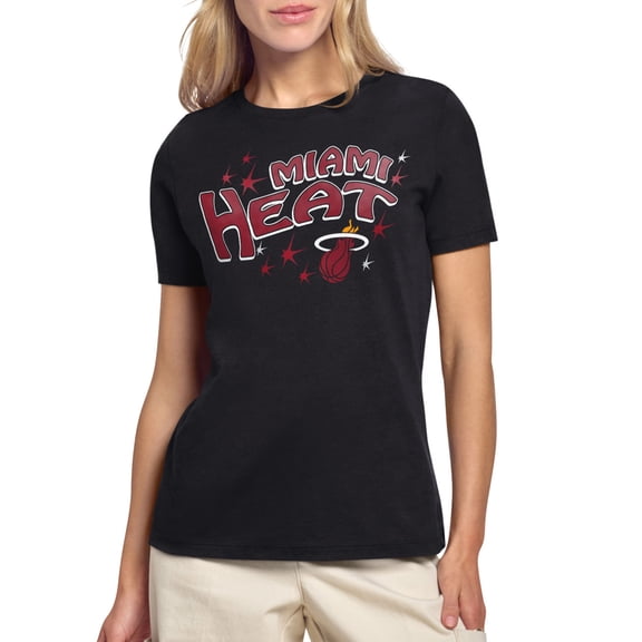 Women's Starter Black Miami Heat Fireworks T-Shirt