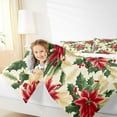 thumbnail image 4 of Manfei Western Christmas Flower Queen Comforter Set,Happy New Year Bedding Sets,Green Red Beige Bedding Comforter Set For Girls,Ultra Soft Home Decor Reversible,3 Pieces, 4 of 8