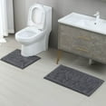 thumbnail image 4 of RUseeN Bathroom Rugs Sets 3 Piece Chenille Microfiber Bath Rug Non-Slip Bath Mats with Soft Plush PVC Backing Water Absorbent Carpet 1'' Quick Dry Microfiber Toilet Mat, Deep Gray, 4 of 9