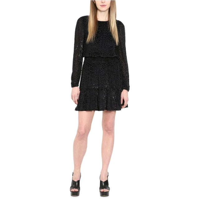 Michael Kors Vestido con volantes y blusa fruncida para mujer, gris, extra pequeño Michael Kors Blusón, Con Volantes
