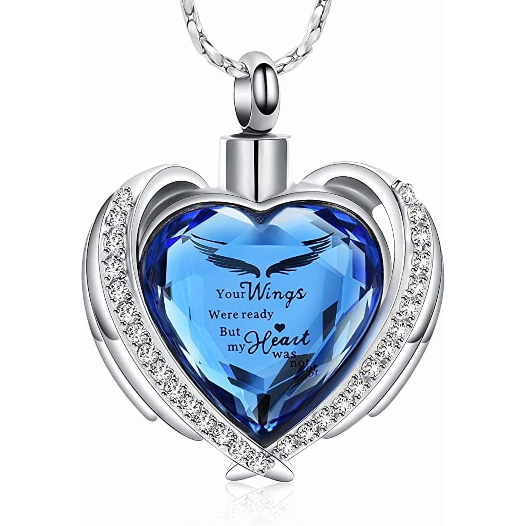 Simulated Birthstone Heart Cremation Urn Necklace for Ashes Keepsake Cremation Jewelry Simulated Birthstone Urn Necklace Urn Stainless Steel Memorial Pendant for Women Men Loved Ones