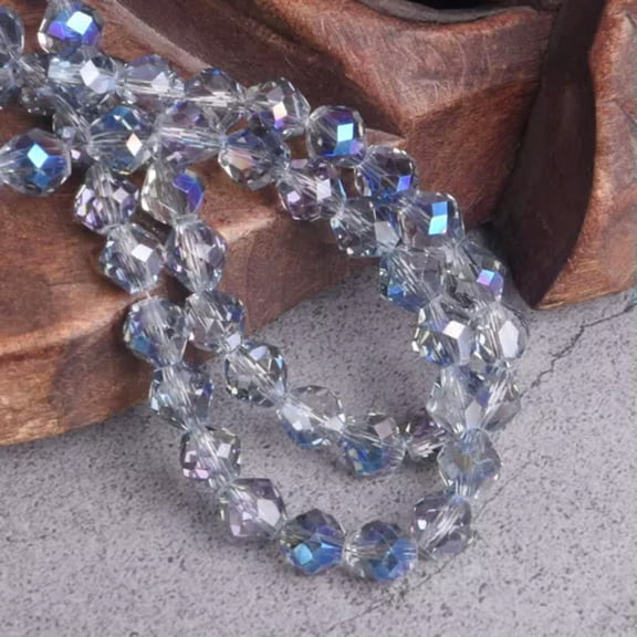 U8MO 1 Strand 70pcs 7.5mm Colorful Plated Round Bicone Faceted Crystal Glass Beads-Rose Blue