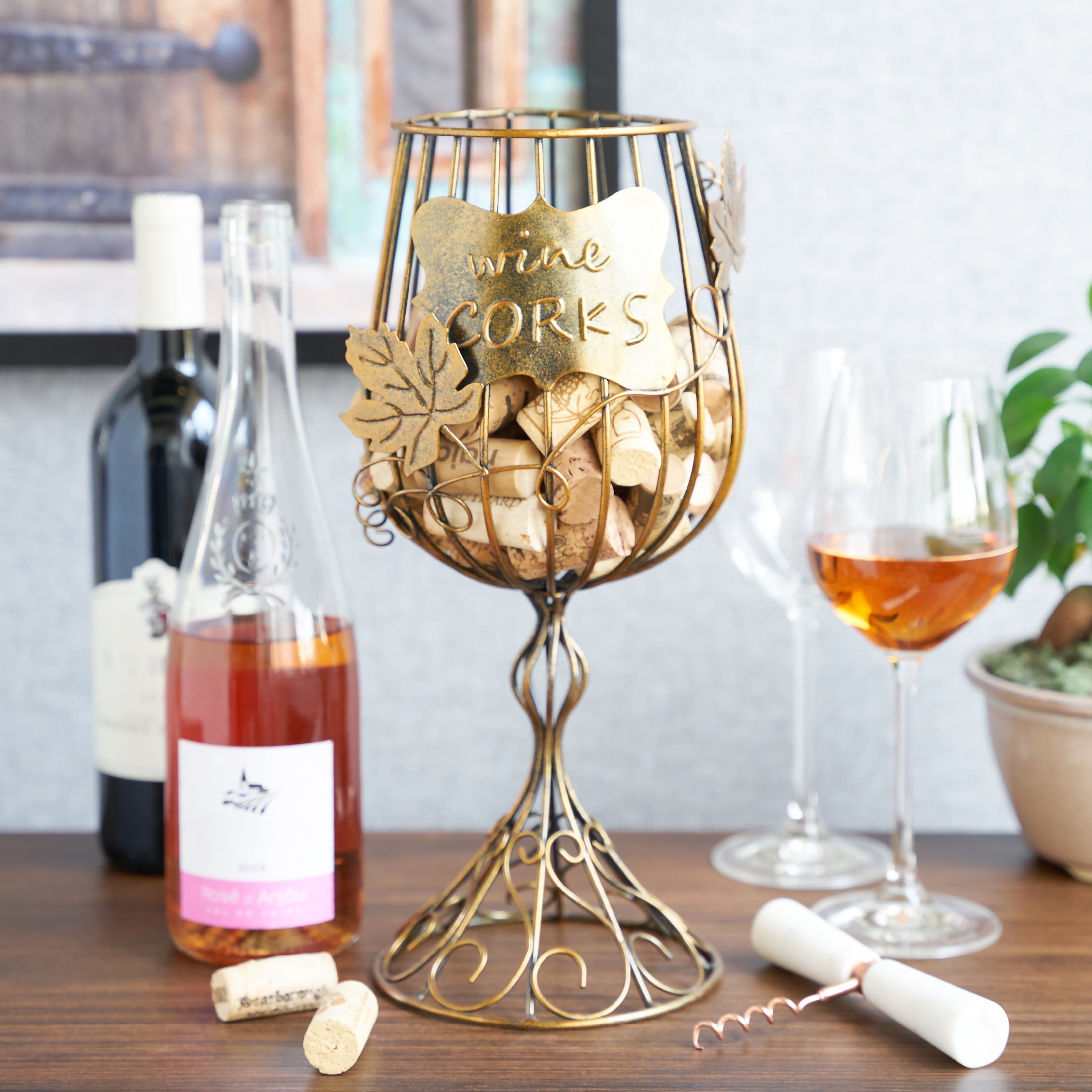 True Wine Glass Cork Holder, Holds 90 Corks, Kitchen Home Dcor, Set of 1