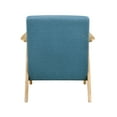 thumbnail image 6 of Blue Fabric Accent Chair - Rubberwood Frame, 28.5" Modern Living Room Chair, Natural Finish, Comfortable Cushion Seat, Bedroom, Reading Nook, 300lb Capacity, 6 of 6