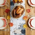 thumbnail image 5 of Navy Blue Pumpkin Fall Table Runner - 48 Inch Long Thanksgiving Ombre Maple Leaf Harvest Cotton and Linen Blended Dress Scarves Farmhouse Table Runner for Kitchen Dining, Coffee Table, 13" x 48", 5 of 8