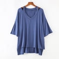 thumbnail image 2 of Women's Loose Fit V Neck Short Sleeve Comfy Regular Tank Tops Summer Casual Soft Lightweight T-Shirt Tee | CSEONE,Blue XL, 2 of 7
