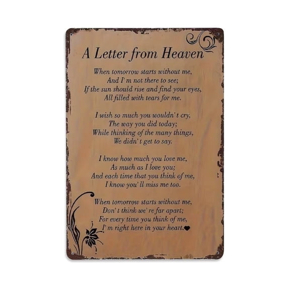 A Letter from Heaven QUOTE Tin Sign Vintage Metal Poster Living Room Bar Man Cave Home Wall Art Decor 8x12inch