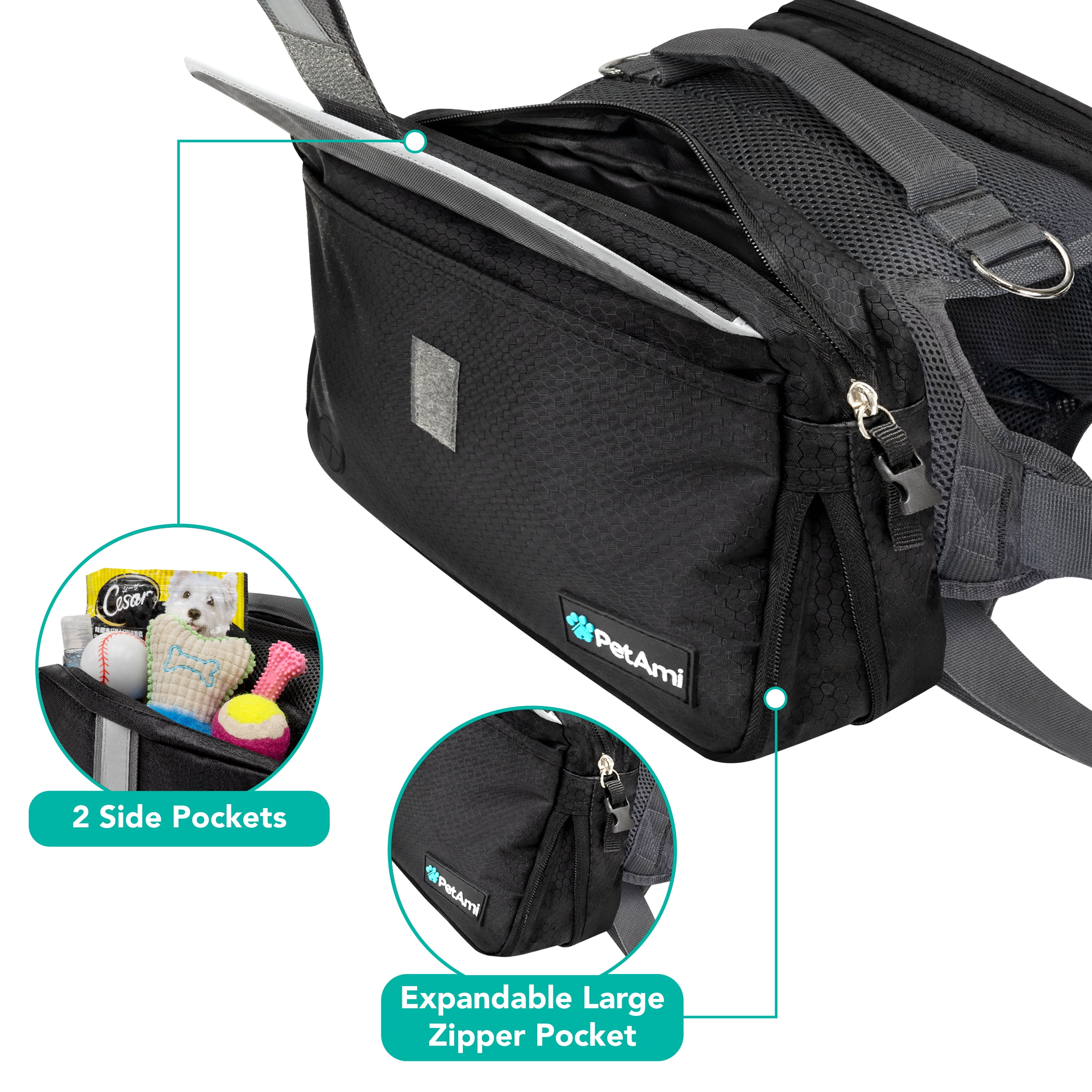 PetAmi Dog Backpack for Medium & Large Dogs, Saddle Bag for Dogs to Wear for Hiking, Pet Backpack Harness Dog Pack with Reflective Side Pockets for Walking Running