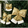 thumbnail image 4 of Christmas Bow Sequin Bow – Sparkling Luxury Xmas Tree Decoration, Customizable Holiday Wreath Bow for Festive Décor, Gold, S, Bow, 4 of 4