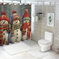 thumbnail image 7 of Pratyus Snowmen Hats Scarves Printed Shower Curtain 100% Polyester Fiber Bathroom Decoration Christmas Shower Curtain with Hooks 69x72, 7 of 7