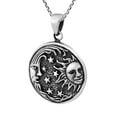 thumbnail image 6 of Aeravida Unified Day and Night Sun Moon Stars Round Adult Oxidized Sterling Silver Necklace for Men and Women | Dainty Sterling Silver Necklace for Women,Men | Gift for Women, Men, 6 of 6