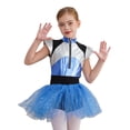 thumbnail image 3 of Hansber Robe Déguisement Alien pour Enfants Filles Manches Courtes en Tulle Métallique Robe Tutu Halloween Bleu 14, 3 of 7