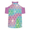 thumbnail image 4 of Tops con estampado de hombros descubiertos de manga corta con cuello en V para mujer Pompotops  hkajfhjk466930, 4 of 4