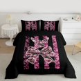 thumbnail image 2 of Homewish Abstract Bow-Tie 3 Pieces Queen Comforter Set for Female Men,Black Pink Camouflage Ultra Soft Bedding Sets,Abstract Splash Bedding Comforter Set,Luxury Bedroom Decor,Reversible, 2 of 8