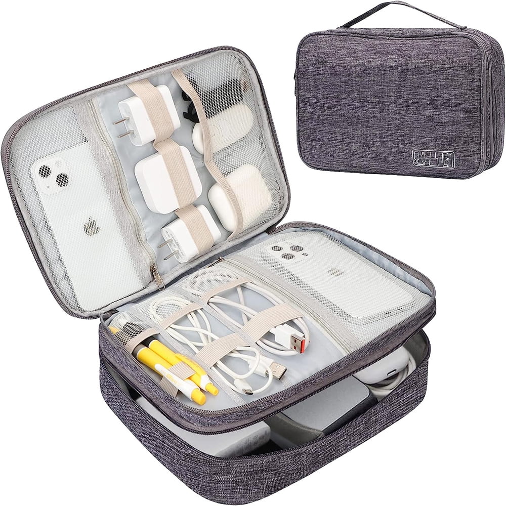 Travel Cable Organizer Bag Three Layer Electronics Accessories Cable Bag for Cables Chargers iPad Phone SD Card Wires Cords 1 pack Walmart