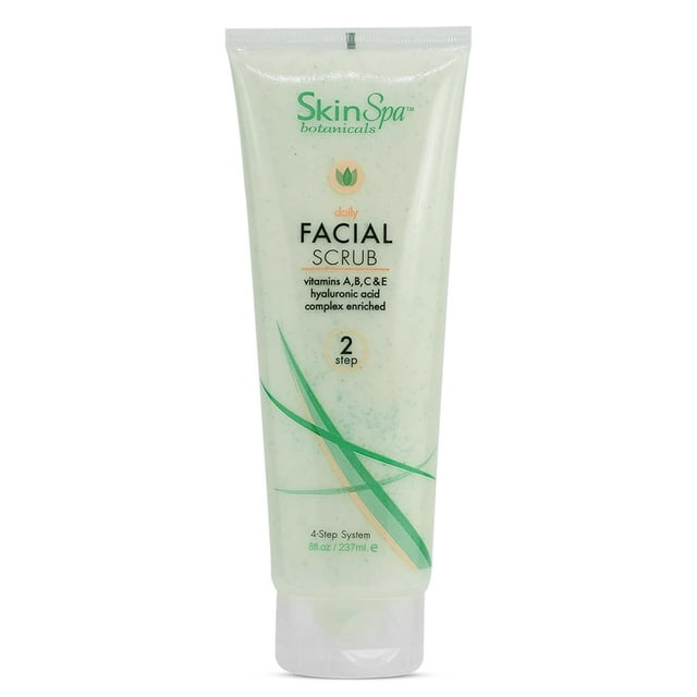 SKIN SPA - Exfoliante facial de aloe vera 8 oz - Exfolia y elimina la piel muerta - Hecho con piedra pómez impregnada con ácido hialurónico Aminoácidos Extracto de consuelda Retinol Vitamina A C E