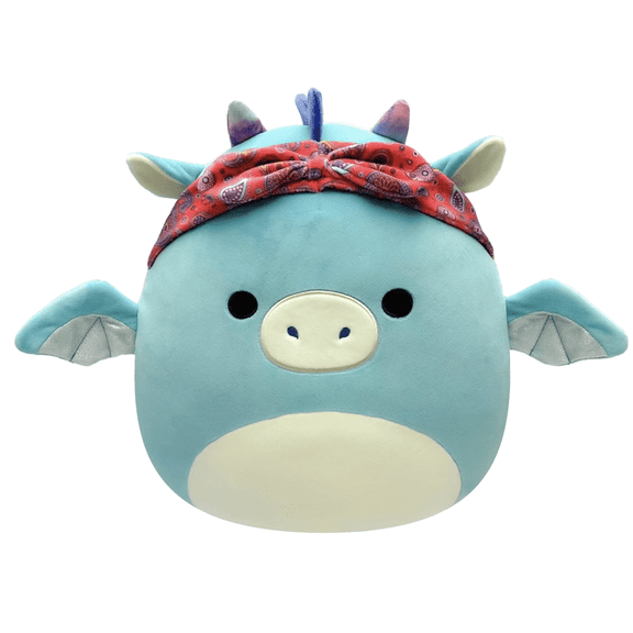 Squishmallows Original 14-Inch Tatiana Teal Dragon with Red Bandana - Large Ultrasoft Official Jazwares Plush