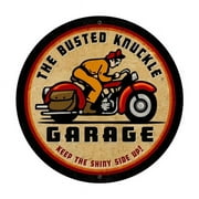 Busted Knuckle BUST056 28 x 28 in. Retro Rider Round Metal Sign