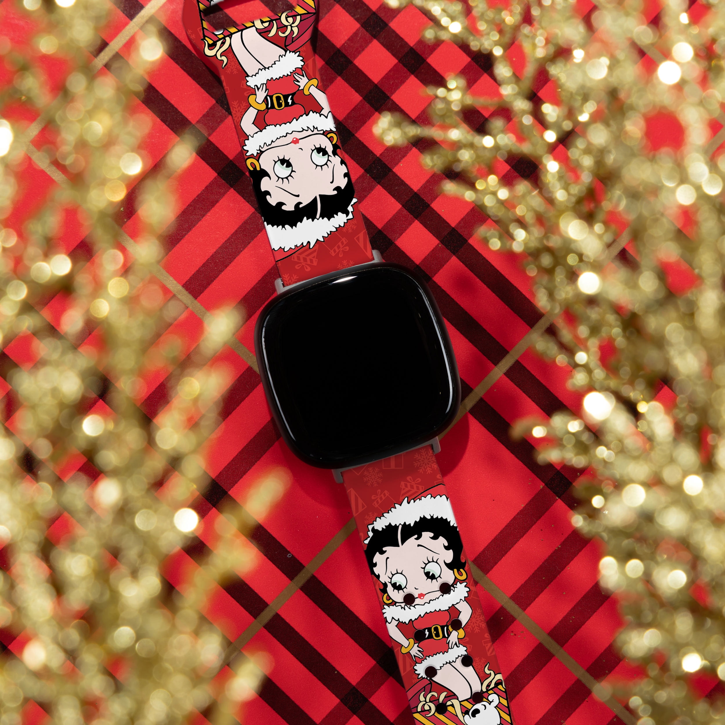 Betty Boop Christmas HD Watch Band Compatible with FitBit Versa 3 & Sense (20mm Short Presents) by Affinity Bands