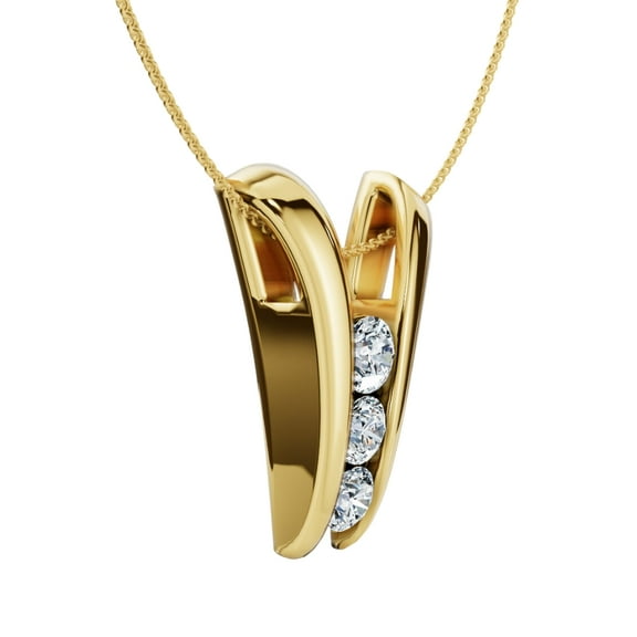 Pompeii 1/2Ct Three Stone Diamond Pendant Gold Women's 18" Necklace Lab Grown
