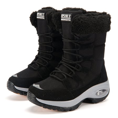 

Fashion Lace Up Snow Boots Waterproof Thickening Plush Inner Calf Boots Non-slip Air Cushion Ankle Boots Women‘s Footwear