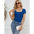 thumbnail image 6 of Womens Scoop Neck Short Sleeve Casual Tshirts Tops Summer Going Out Work Cute Fitted Shirts Trendy, 6 of 6