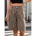 thumbnail image 5 of Women's Denim Wide Leg Leopard Print Jorts Cheetah Pants Jeans Shorts for Daily Wear Leopard Print M, 5 of 10