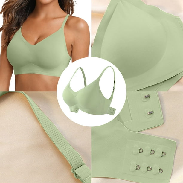 PEASKJP Easy-On Bra for Women Buttery Soft Wireless No Underwire Comfort  Push Up Bras, Green XL 