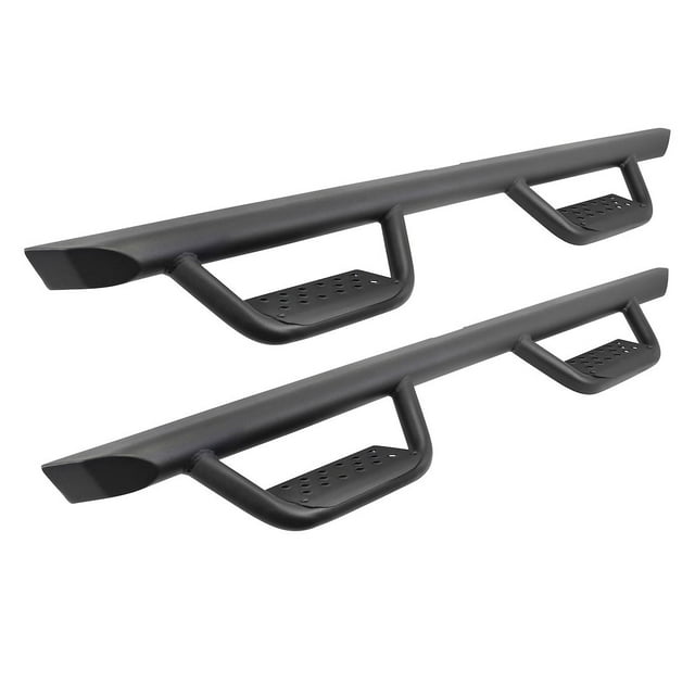 Go Rhino Nerf Bar D224049T Dominator Xtreme D2; With Step Pad; 2-1/2 Inch Oval Straight; Textured Black; Steel; With Welded End Caps; Rocker Panel Mount
